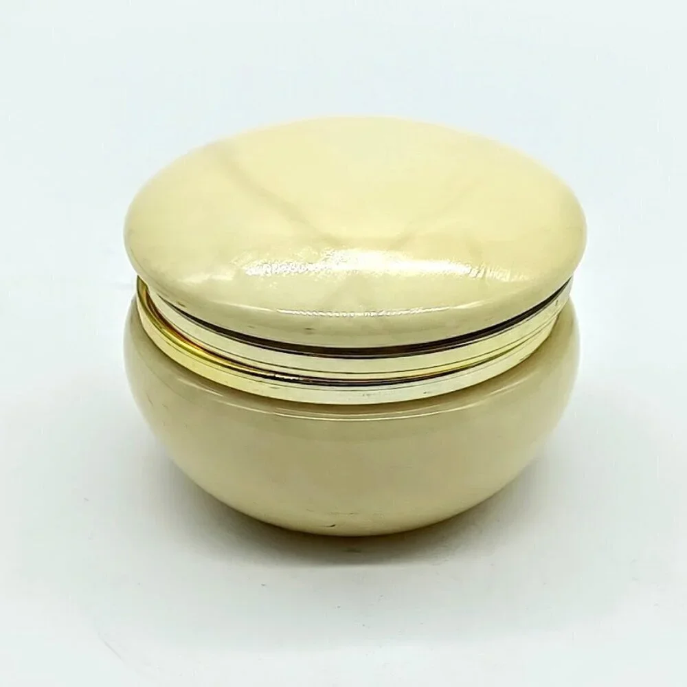 Hand-Carved Italian Alabaster Round Trinket Box